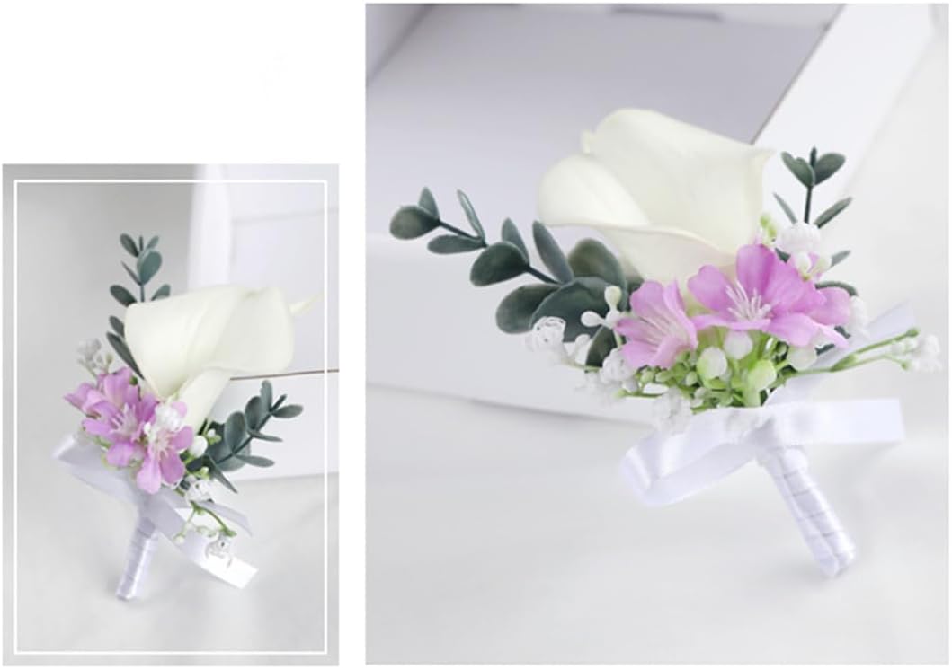 White Calla Lily Boutonniere for Men Wedding