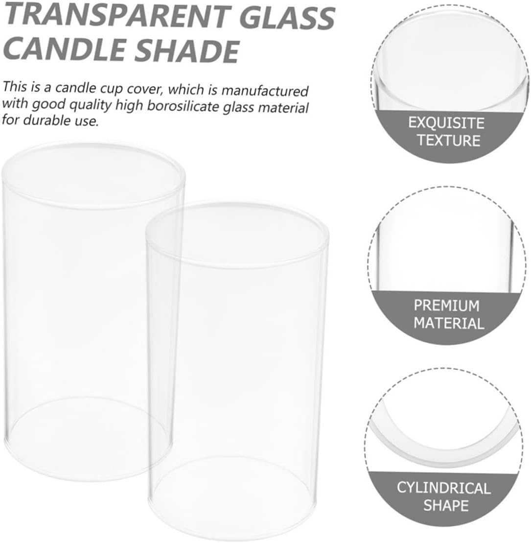 Zerodeko 4pcs Clear Glass Candle Covers