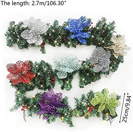 27m 9ft Christmas LED Rattan Red Flower Decorative Wreath