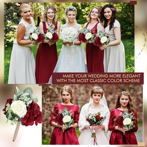 Artificial Flowers Bridesmaids Bouquets Set of 6