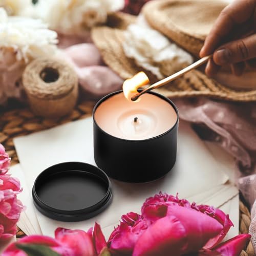 Coloch 24 Pack 8 Oz Black Matte Metal Candle Tins with Lid