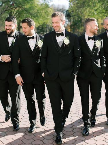 Serwalin 6PCS Ivory Rose Boutonniere for Men Wedding Groomsmen