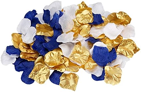 900pcs White Navy Blue Gold Artificial Silk Rose Petals for Wedding Events
