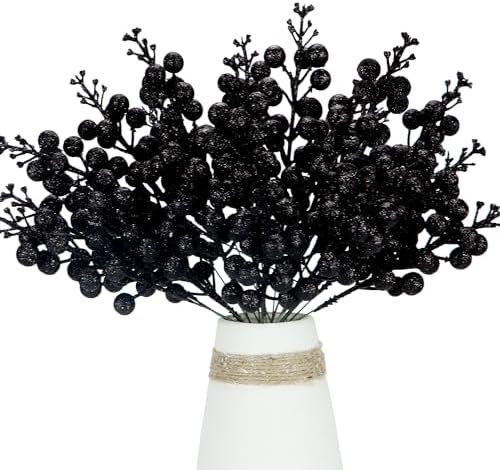 Artificial Black Berry Stems 24-Pack 87 Inch Christmas Decor