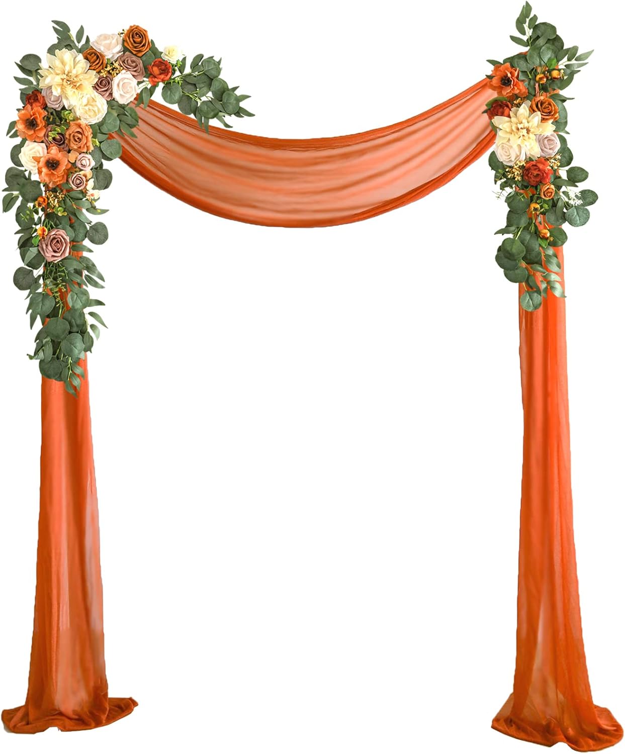 Lookein Artificial Flowers Wedding Arch Kit 3 Piece - Terracotta Chiffon