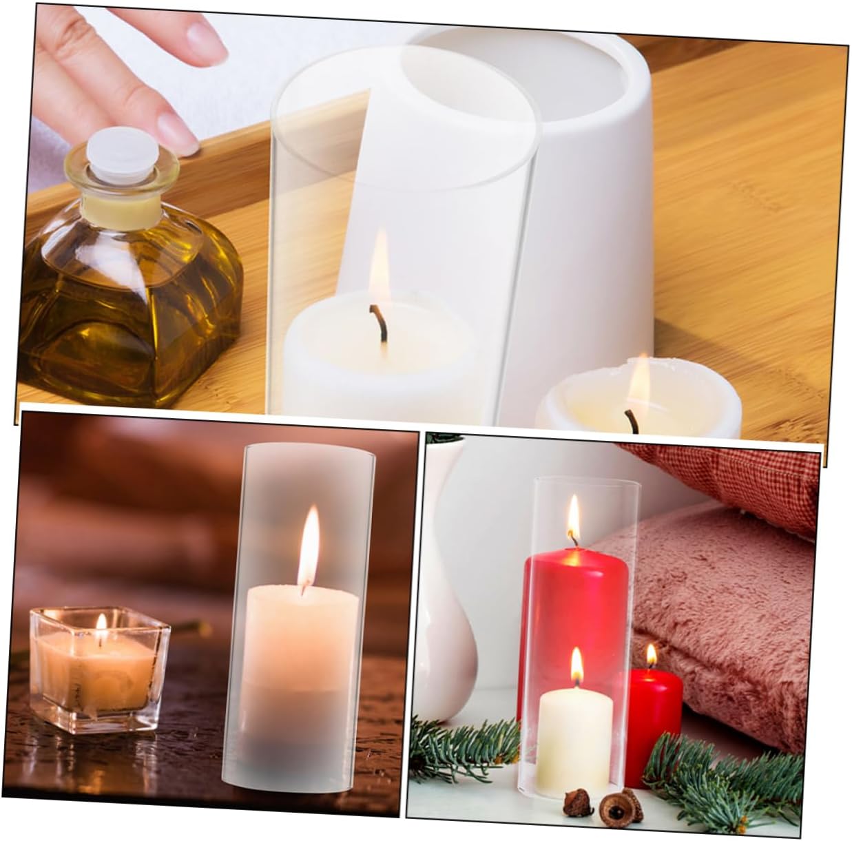 Zerodeko Windproof Glass Candle Holder with Cylinder Shade