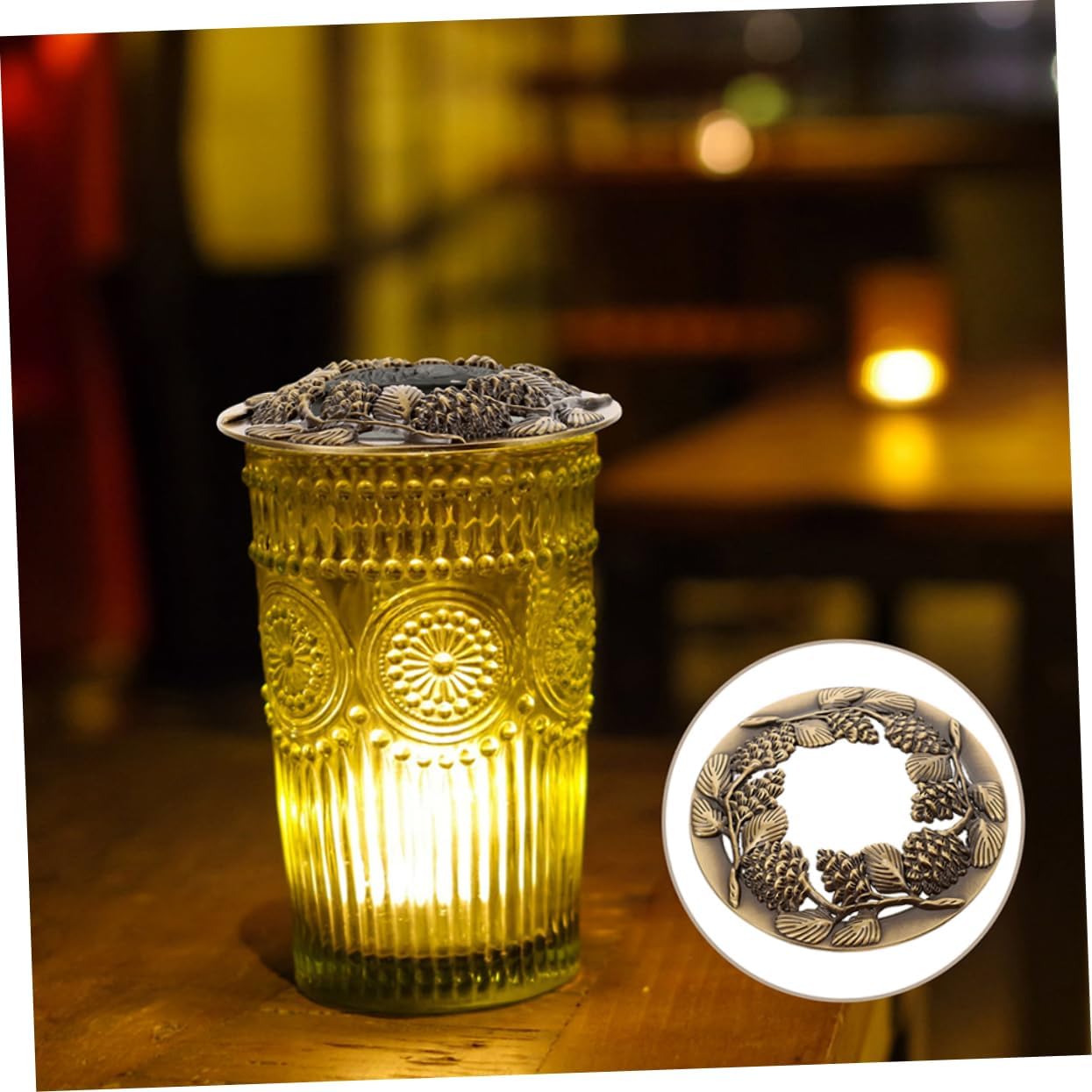 HOODANCOS 2pcs Antique Metal Candle Toppers for Jar Candles