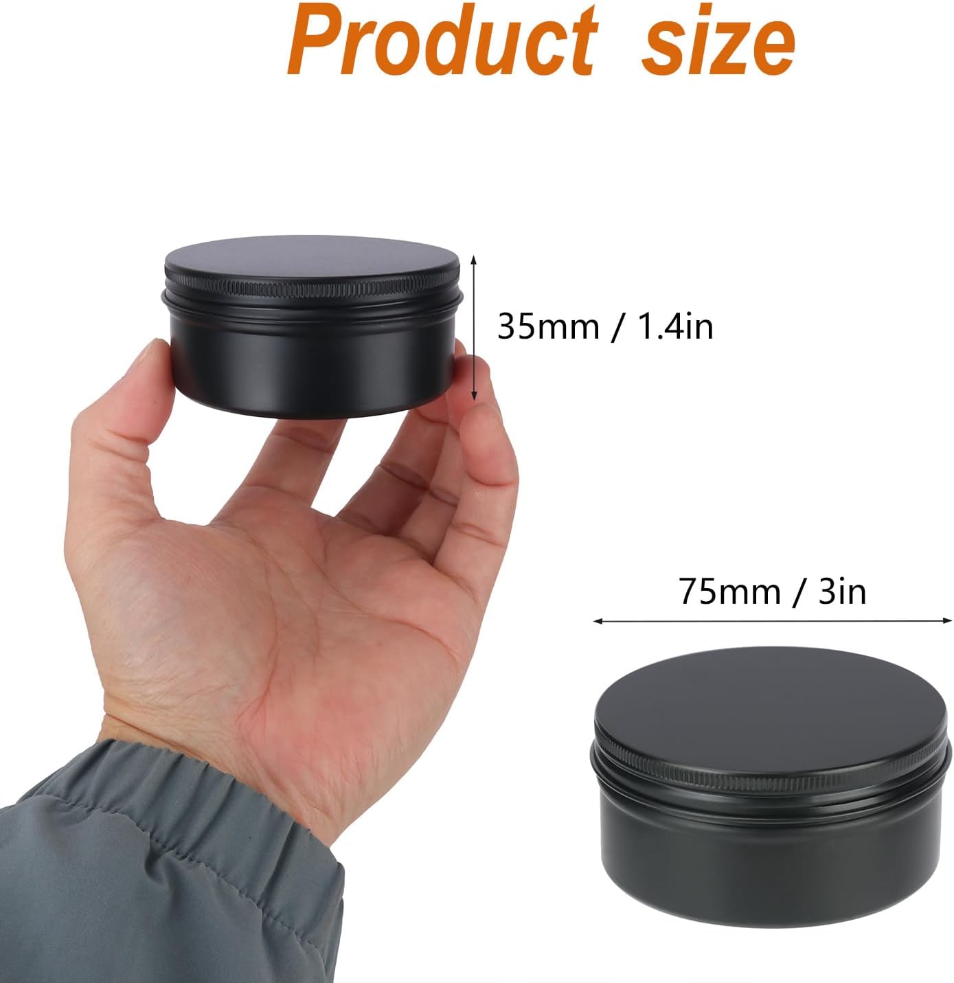 48 Pack 4 Oz Black Metal Round Tins with Screw Lid