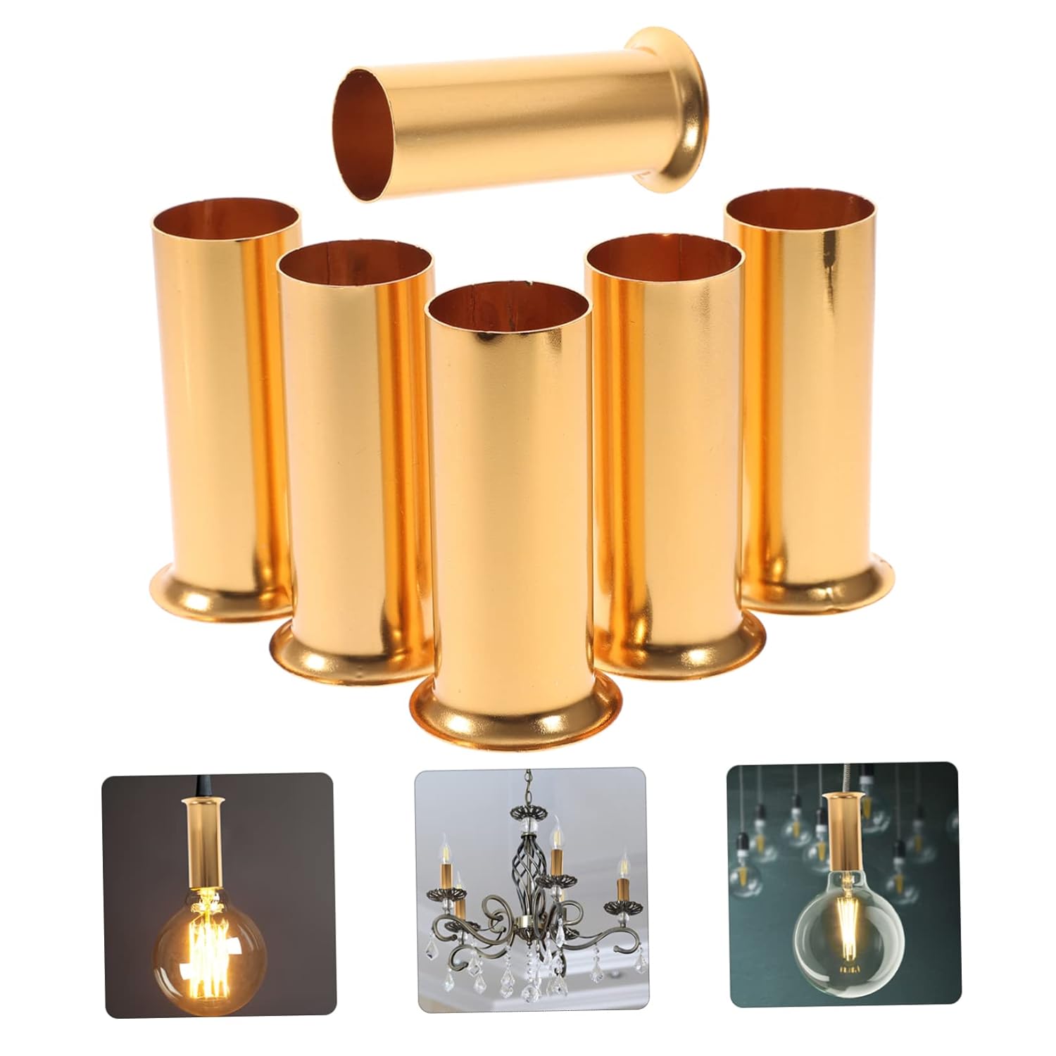 6Pcs Golden Candle Covers for Chandelier Light Fixtures