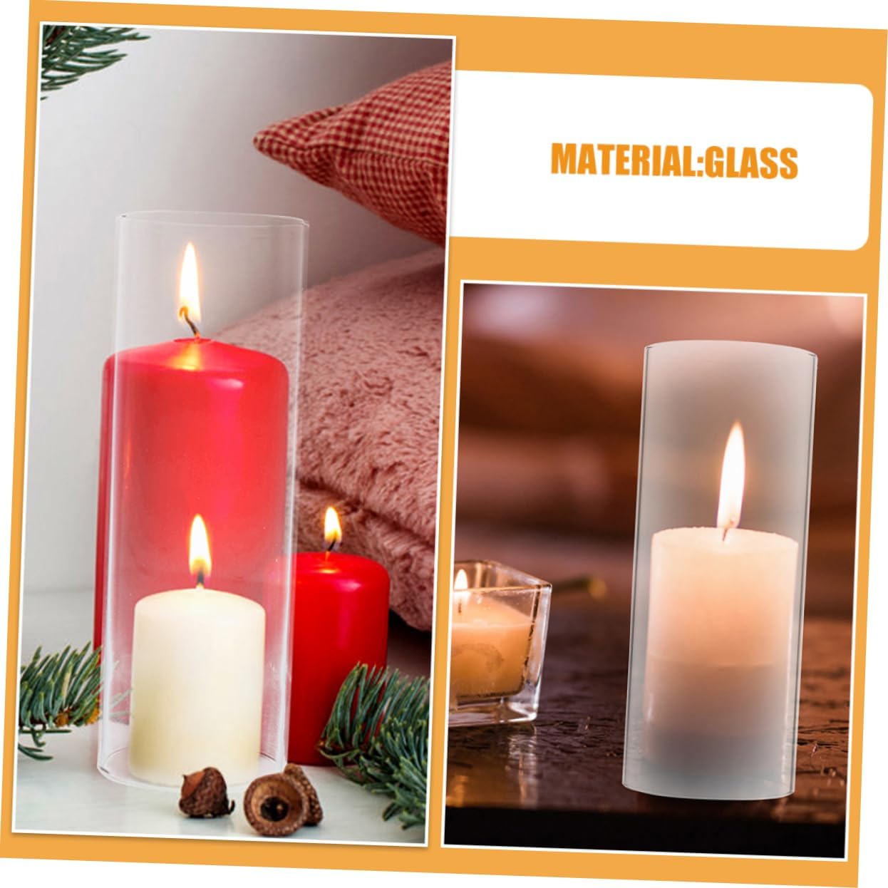 Zerodeko Windproof Glass Candle Holder with Cylinder Shade
