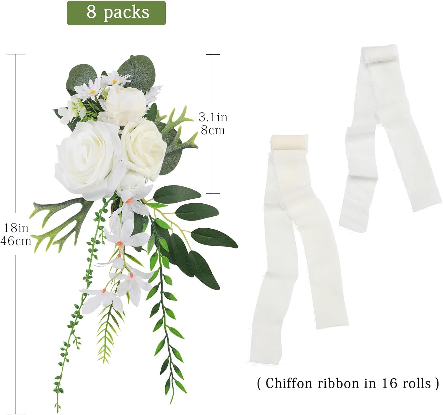Senseya Wedding Aisle Decorations Set of 8 Chair Back Flowers