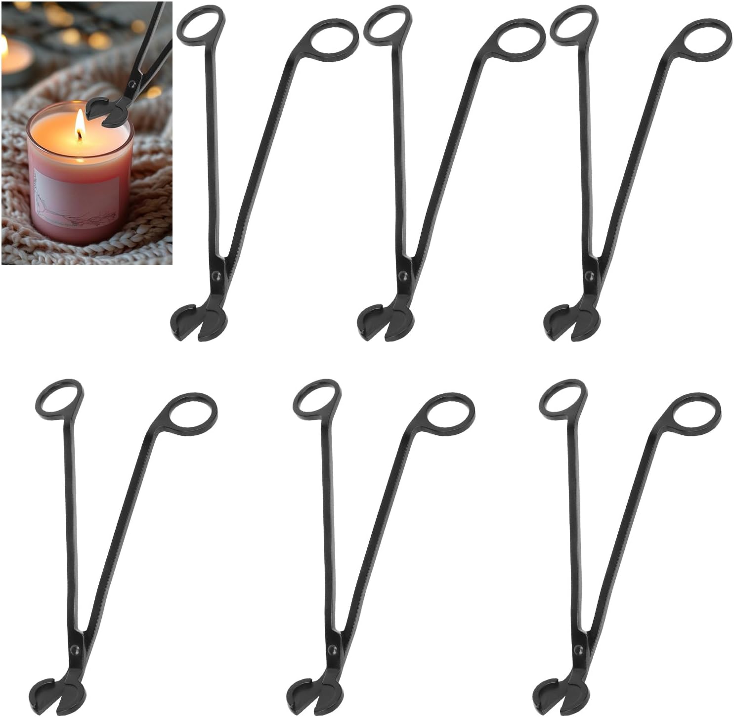 6-Piece Black Candle Wick Trimmer Set