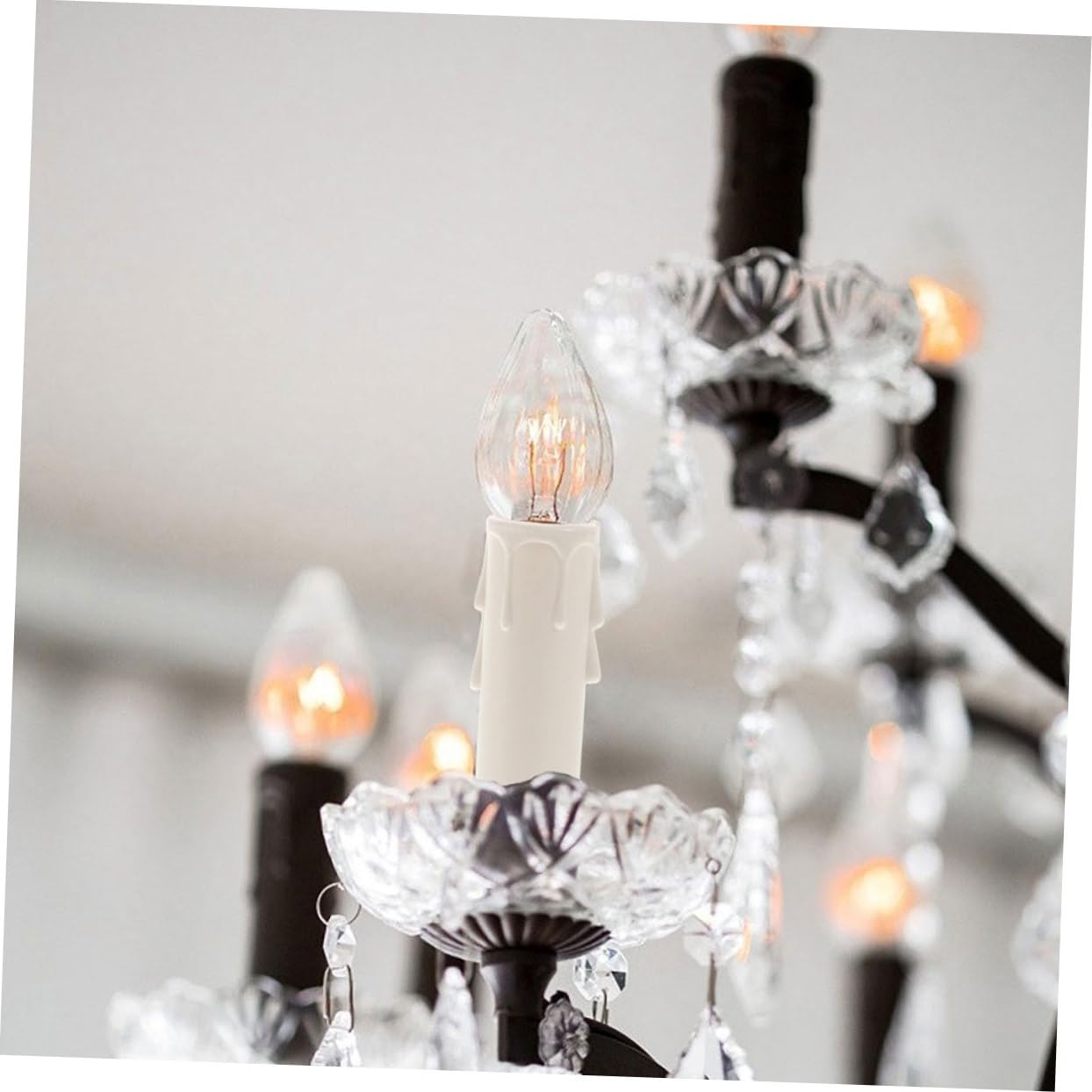 Happyyami 15pcs Chandelier Candle Sleeves Plastic Covers for Votive Holders