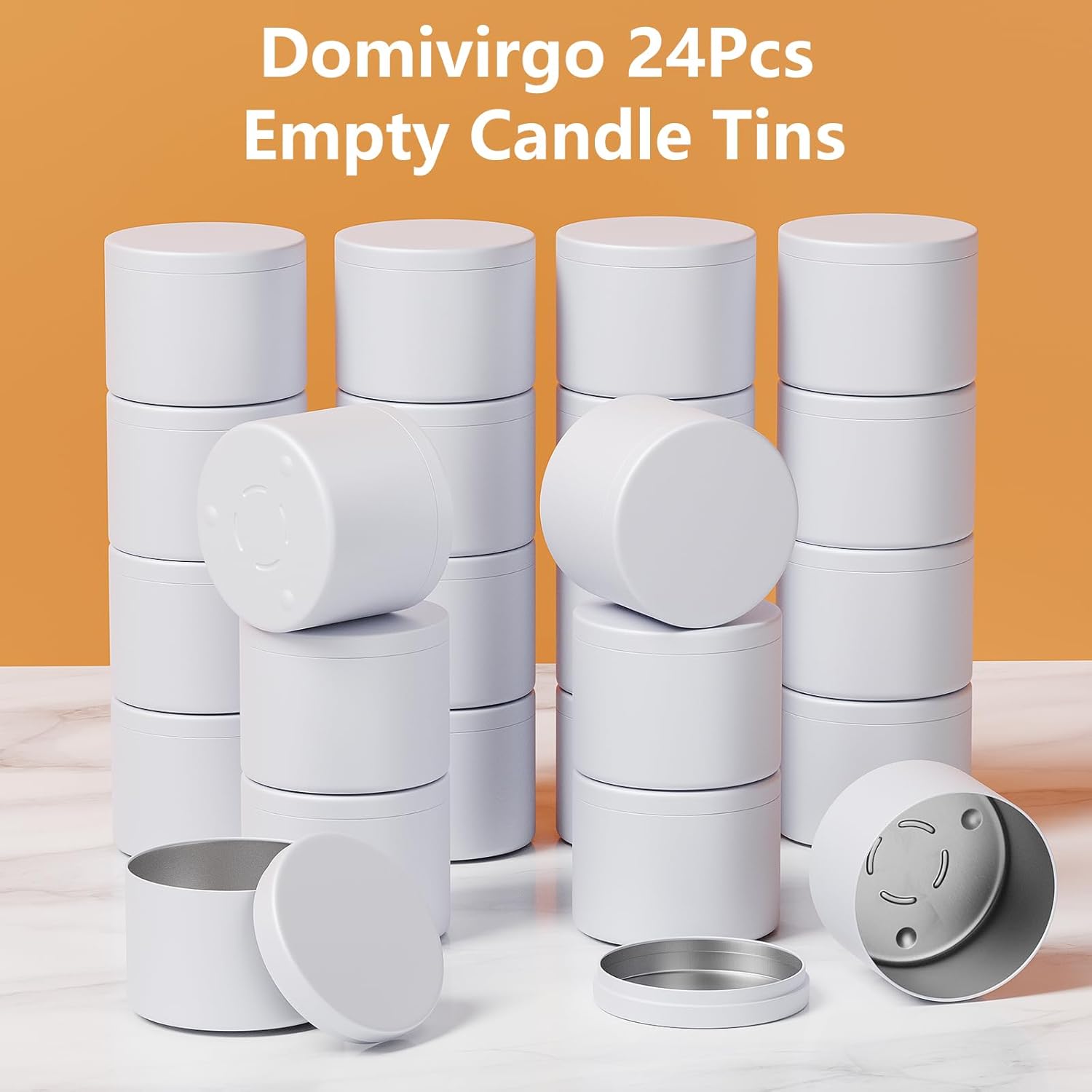 Domivirgo 24 Pcs Empty Candle Tins with Lid