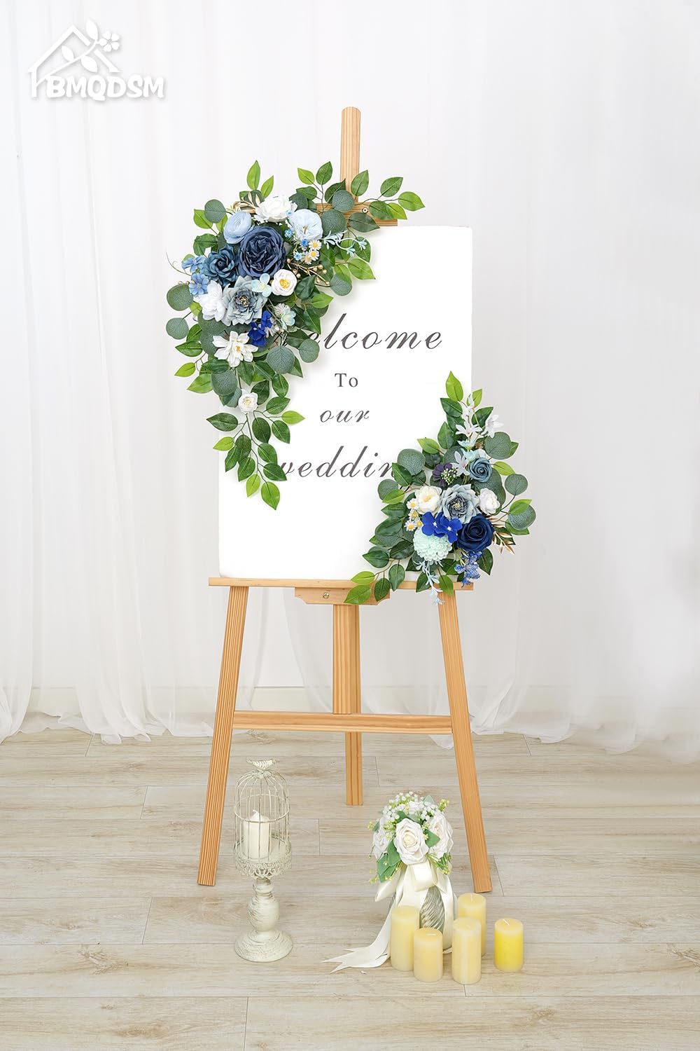 Wedding Welcome Signs with Floral Arch Pack of 2