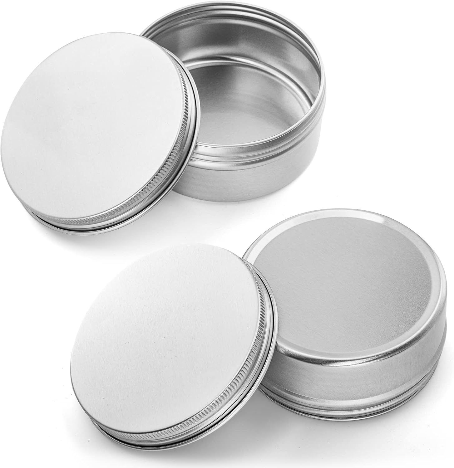 Foraineam 48 Pack 4 Oz Screw Lid Metal Round Tins