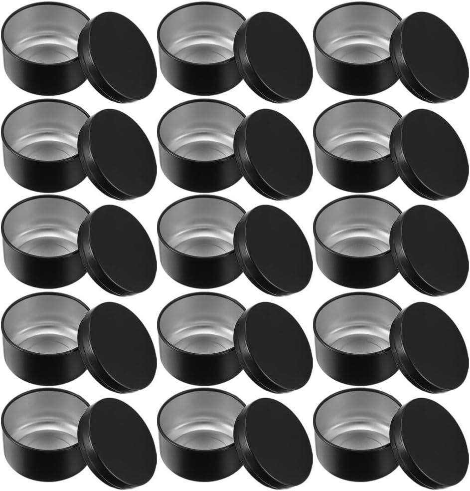 24pcs Black Aluminum Candle Tins with Lids