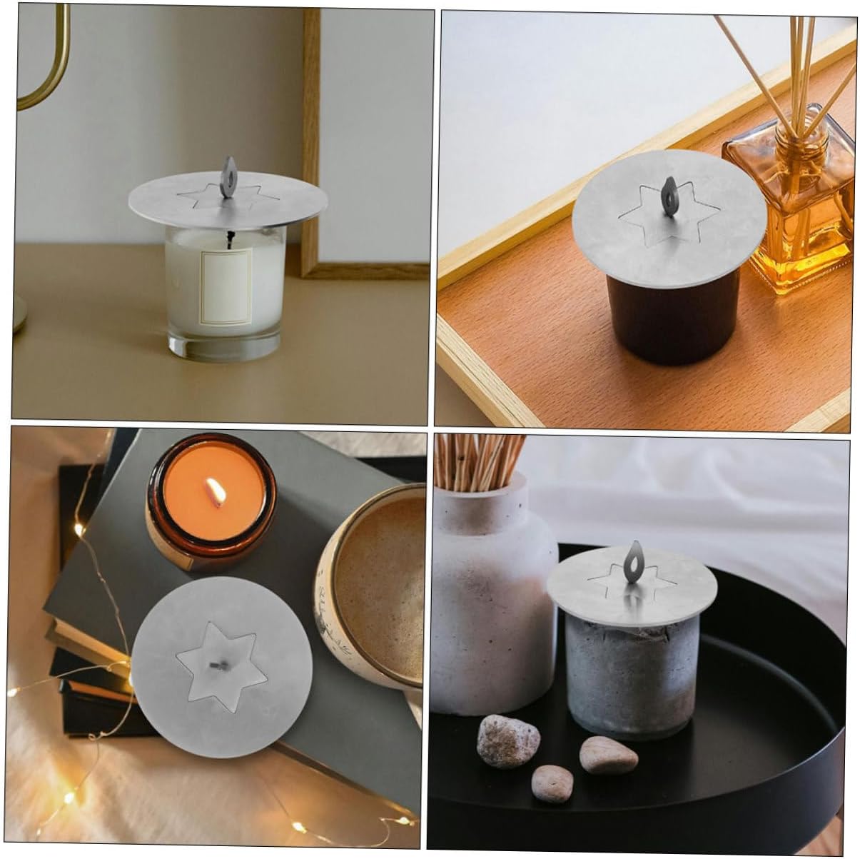 Stainless Steel Candle Jar Lid Shade Sleeves with Star Design