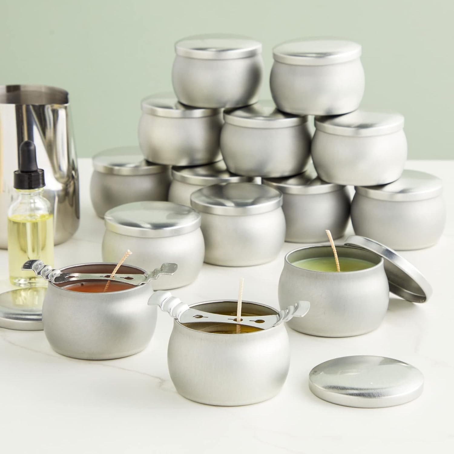 Bright Creations 24-Pack Candle Tins with Lids - 4 oz Silver