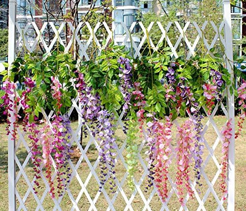 DearHouse 12 Pack Artificial Wisteria Vine Hanging Garland Pink