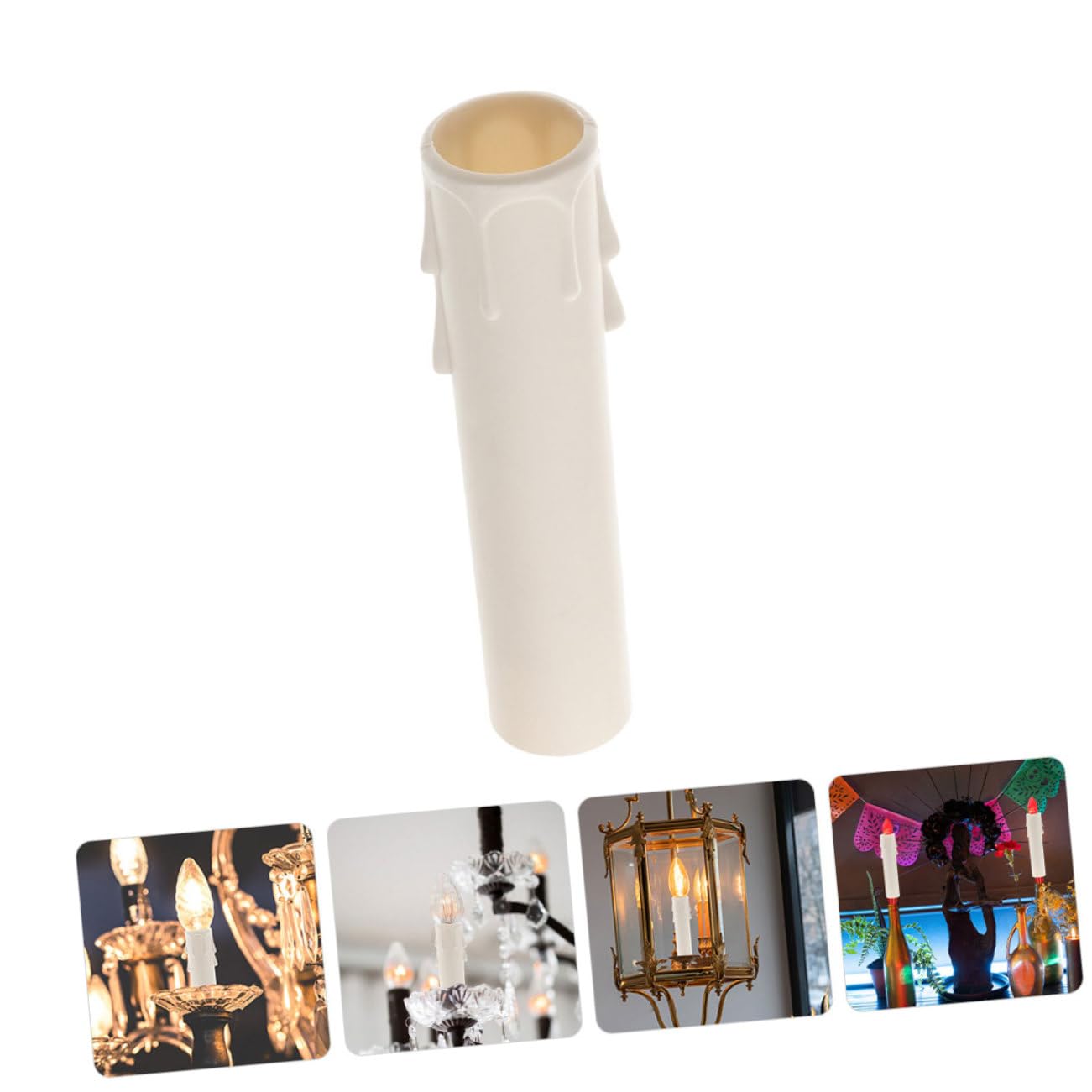 PRETYZOOM 15PCS White Plastic Candle Sleeves for Chandeliers and Candelabras