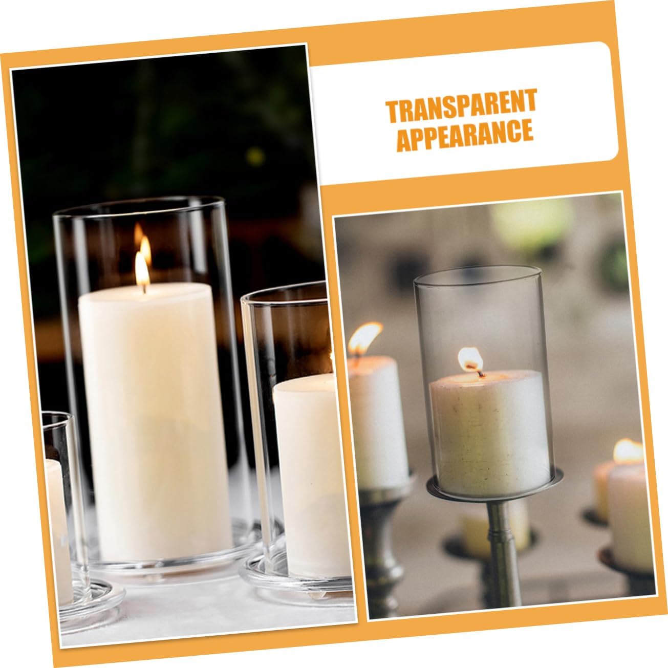 3pcs Glass Candle Holder Sleeves Windproof Cover Home Decor