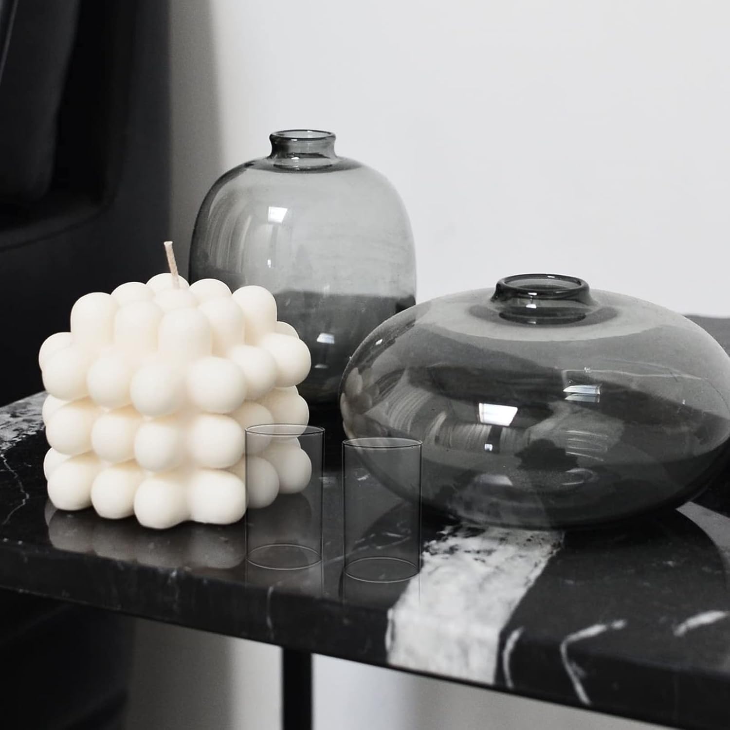 Cabilock 4pcs Glass Candle Lampshade Cover for Pillar Candles