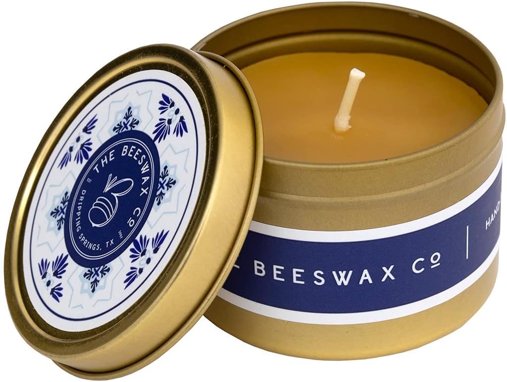 The Beeswax Co Santorini Travel Candle Tin - 6oz Natural Honey Scented