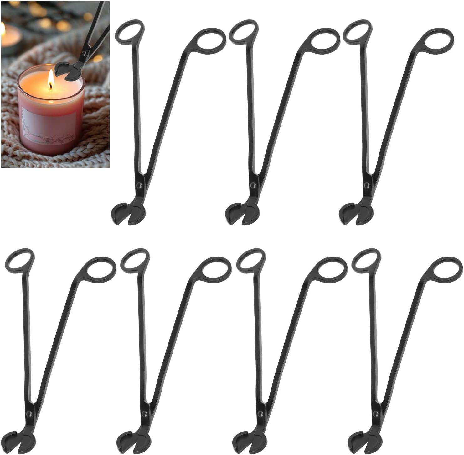 7 Piece Black Candle Wick Trimmer Set Premium Stainless Steel Cutter