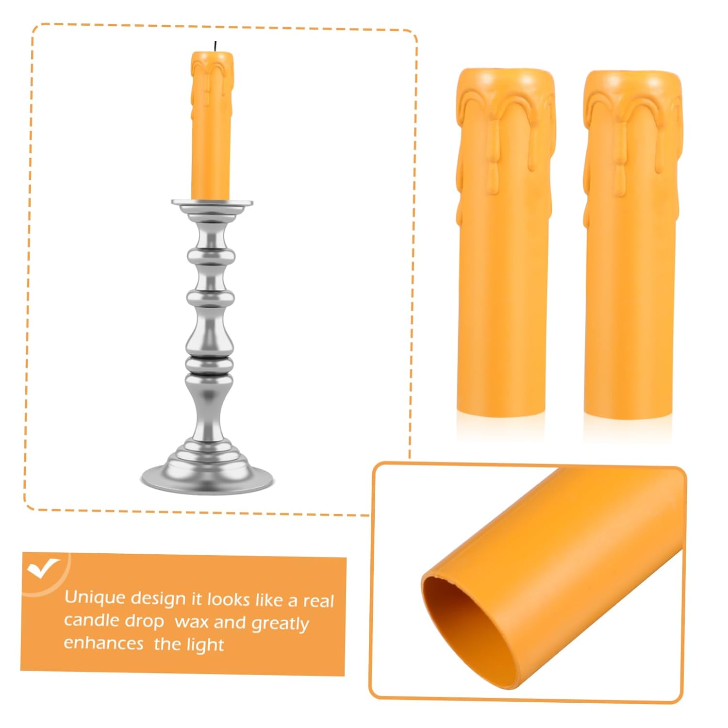 NUOBESTY 20 Pcs Lightweight Plastic Candle Sleeves for Chandeliers and Events