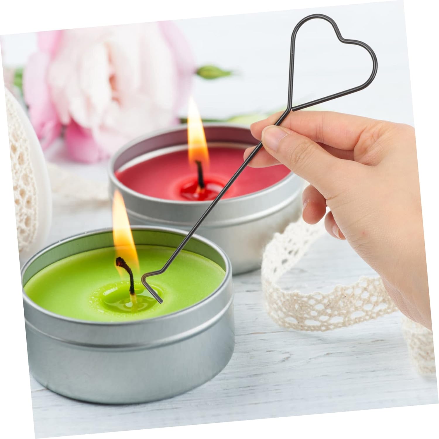 4pcs Heart Design Candle Wick Extinguisher Hooks for Thin Candles