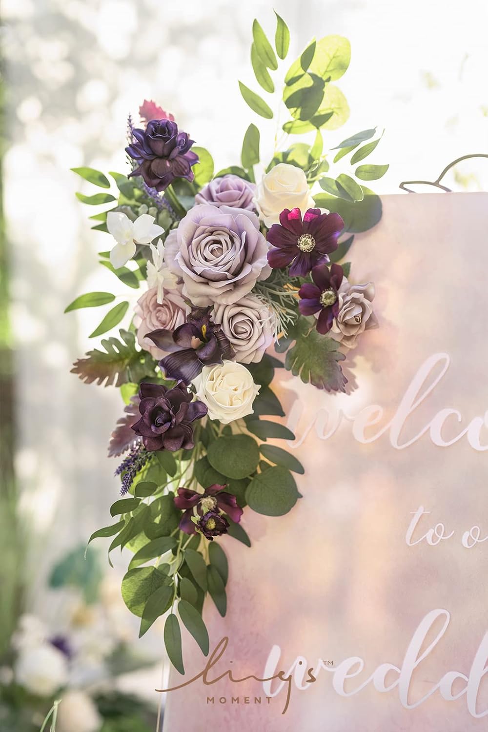 Lings Moment Artificial Welcome Sign Flowers Decorations 2pcs