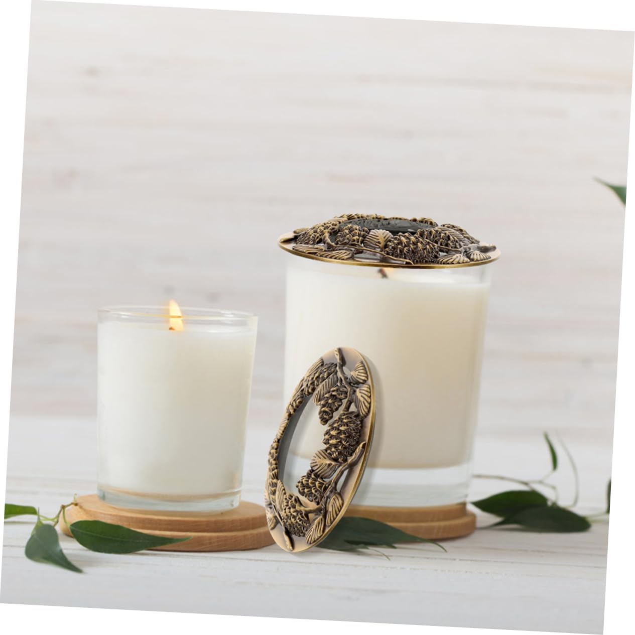 KONTONTY 2pcs Metal Candle Covers for Jar Candles