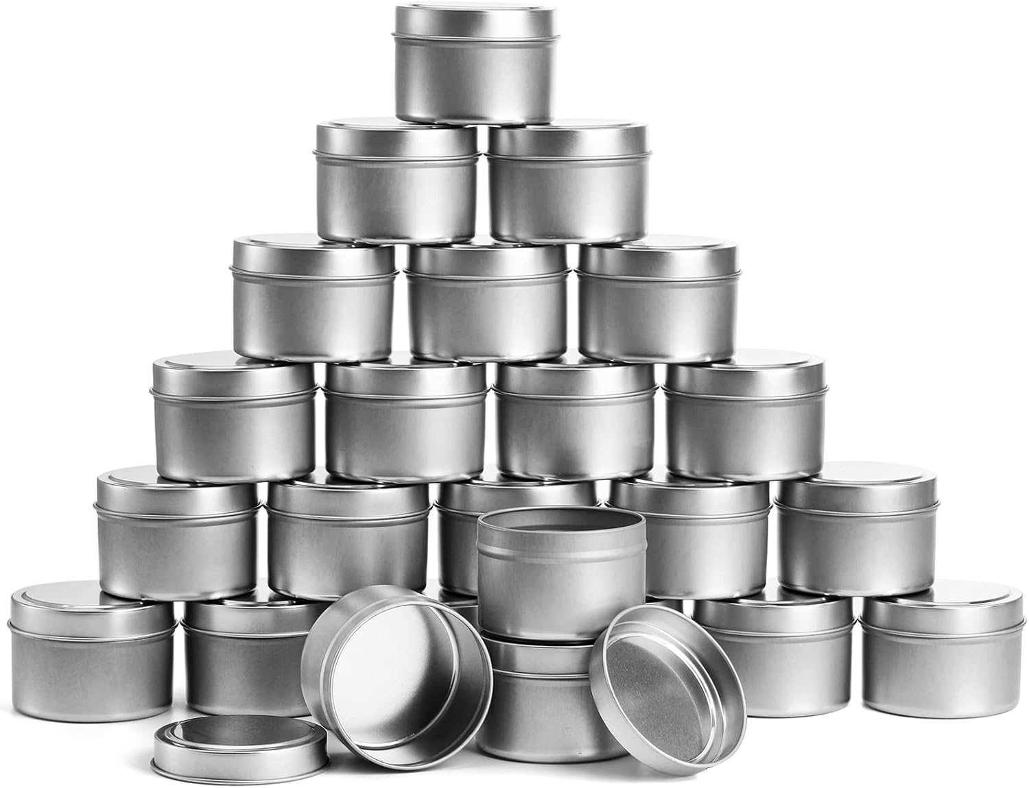 ZEAYEA 30 Pcs Silver Candle Tins 4oz Round with Lids