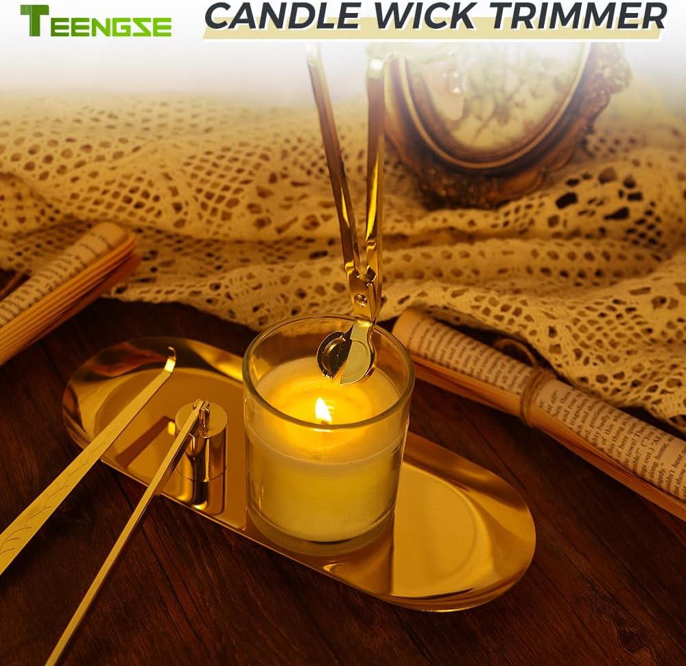 Gold 3 in 1 Candle Accessory Set