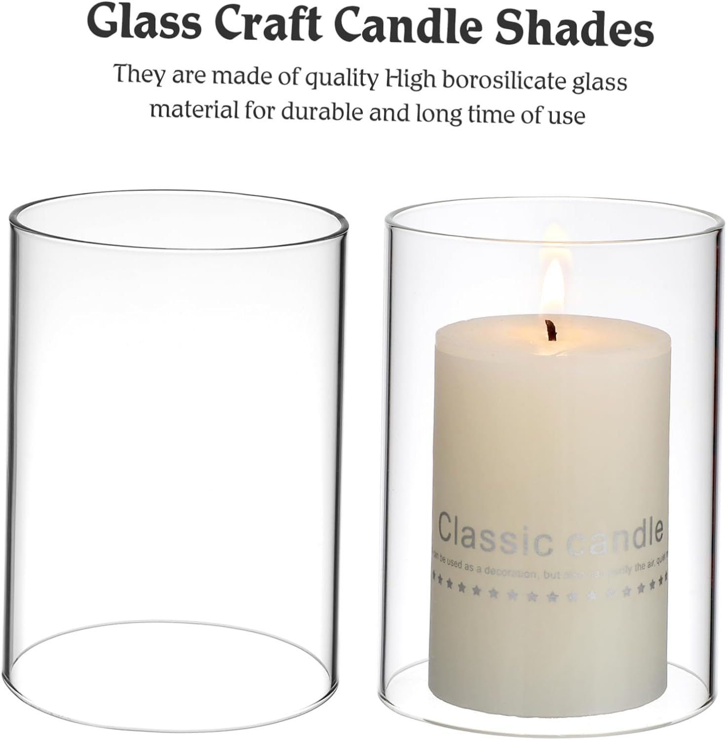 2pcs Glass Candle Covers for Taper Candles with Open Ends Nautical Holder