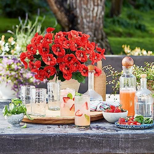 Agusbagli 6-Piece Artificial Pansy Flowers Set Red