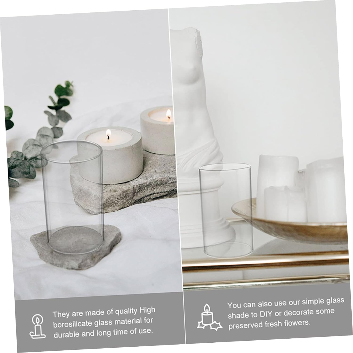 Zerodeko 4pcs Clear Acrylic Candle Shade