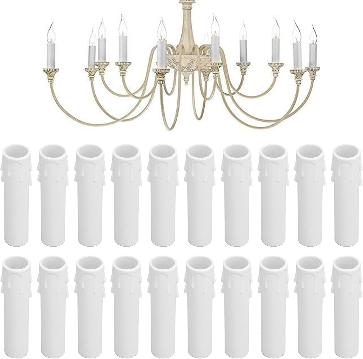 White Candle Covers 20pcs E12 Socket Sleeves for Chandeliers