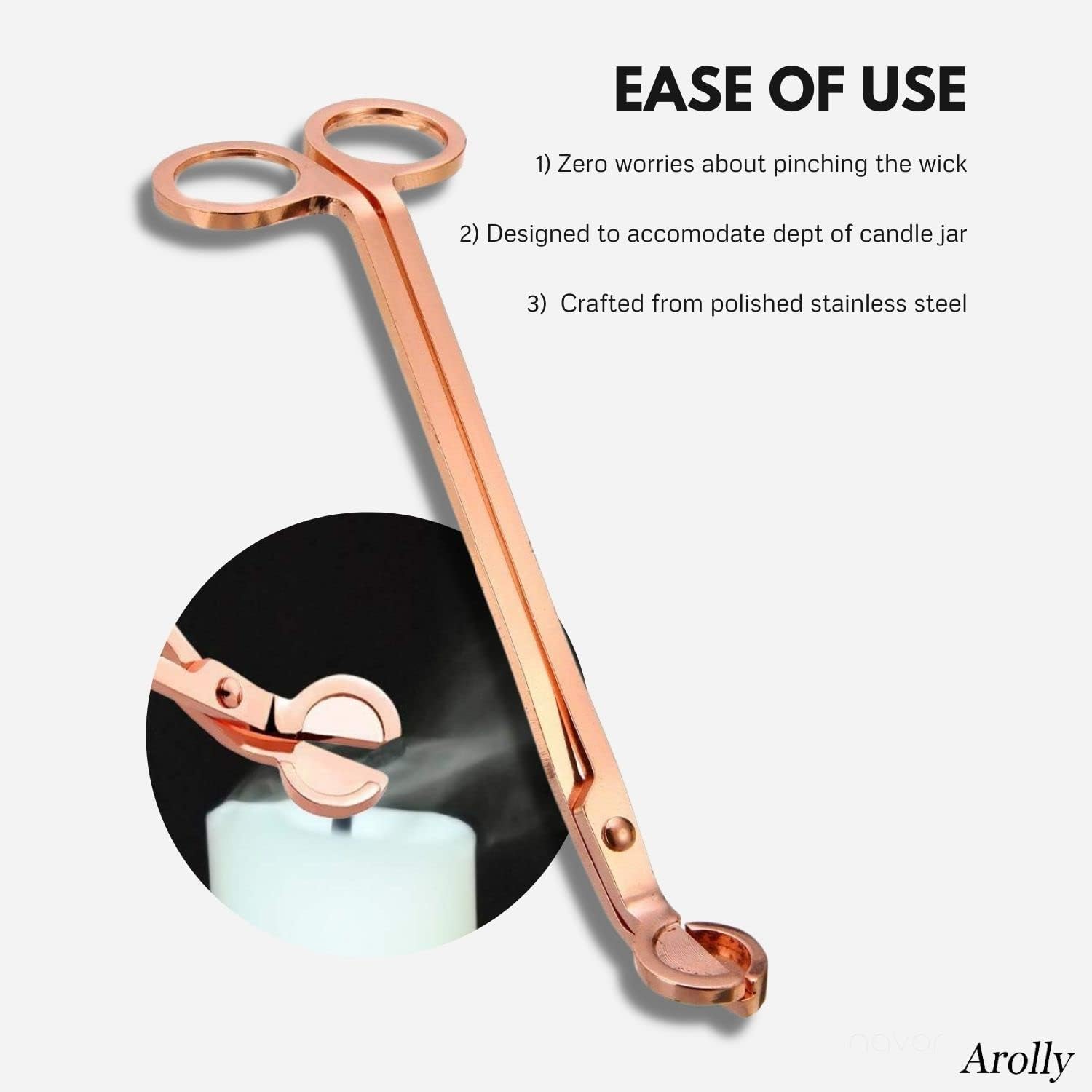 Arolly Sturdy Candle Wick Trimmer - Pack of 2 Premium Stainless Steel Wick Cutter