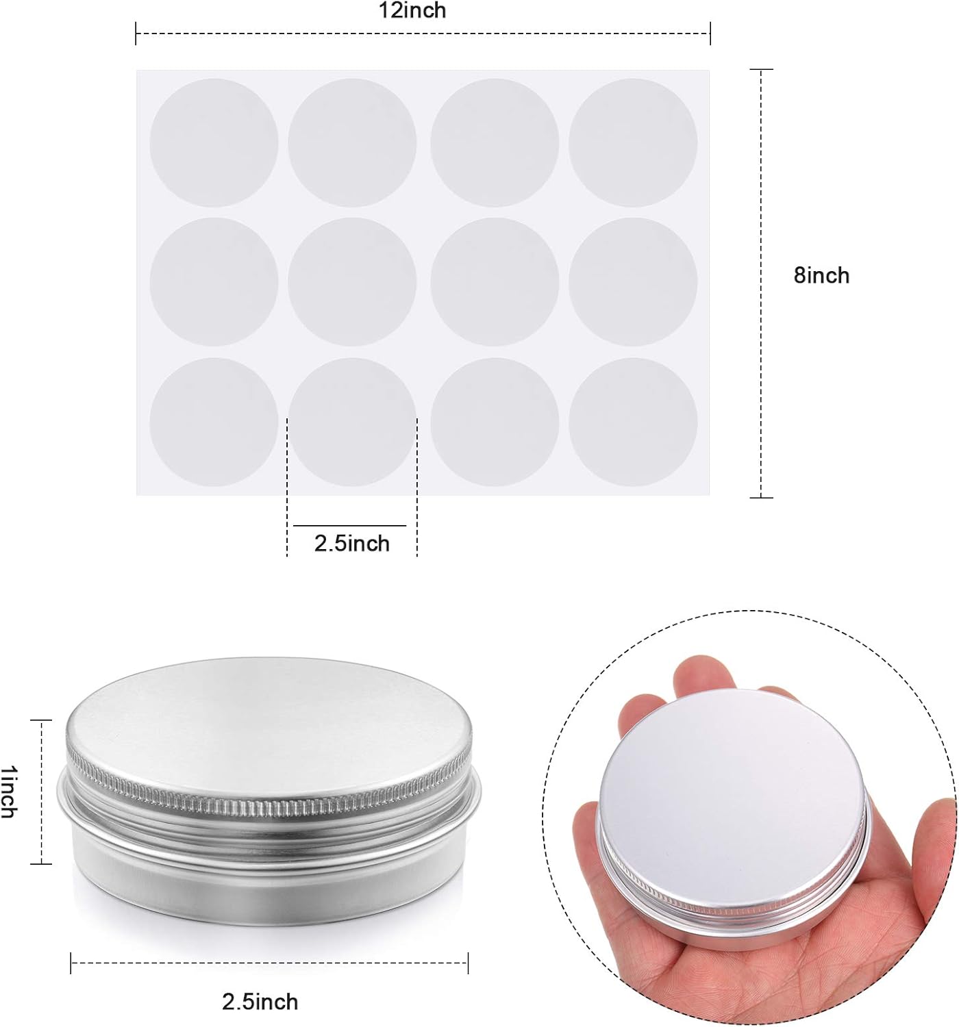 Patelai 2 Oz Metal Round Tins with Screw Lid 36 Pack