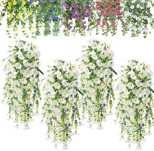 4PCS UV Resistant Artificial Outdoor Flowers White