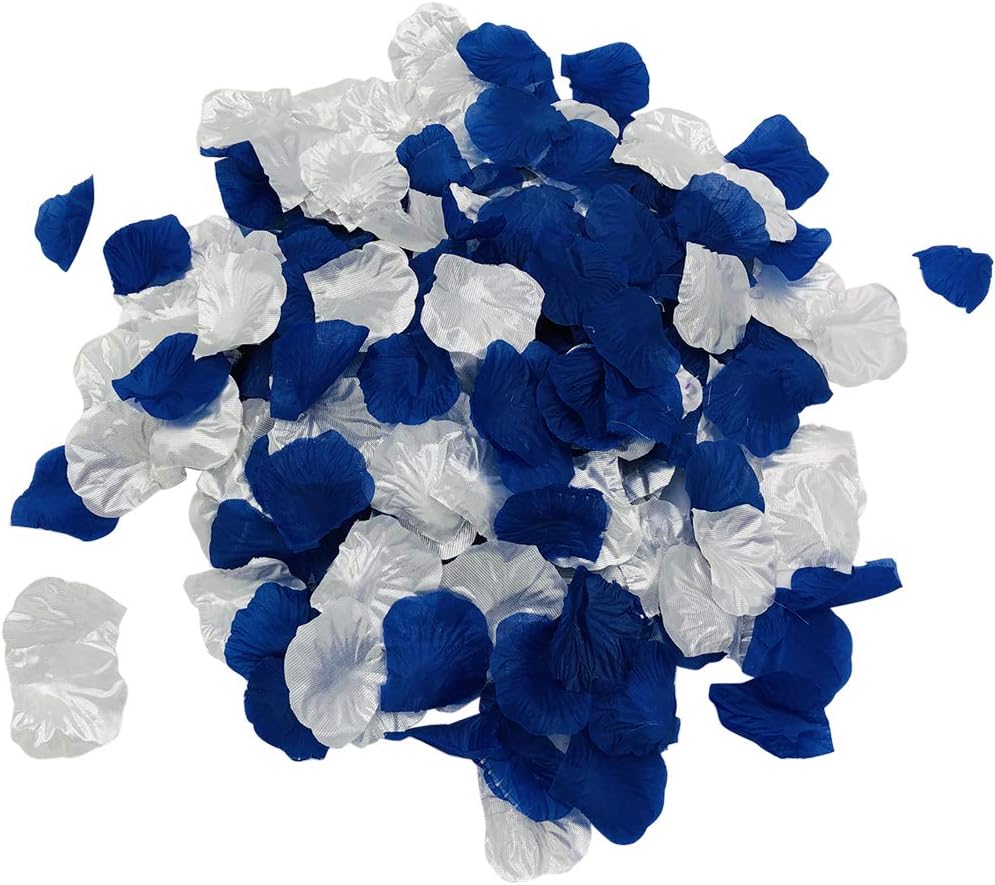 Royal Blue Silver Silk Rose Petals Artificial 1200Pcs Decor