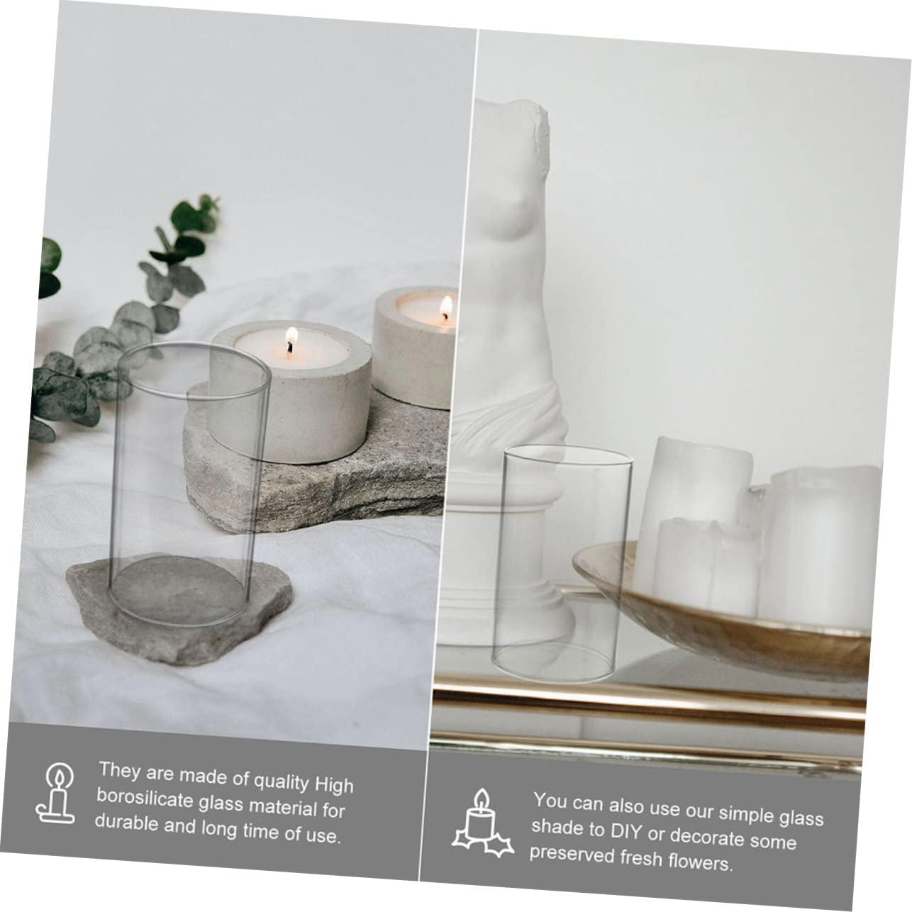 3pcs Glass Candle Covers for Romantic Decor and Centerpieces