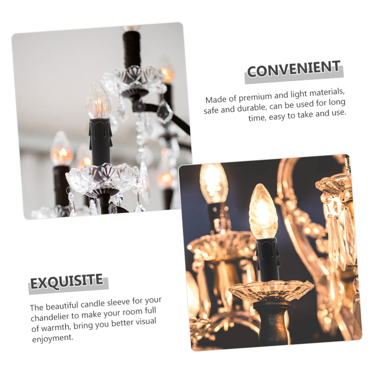 24pcs Candle Sleeve Covers for Chandeliers and Decorative Lamps