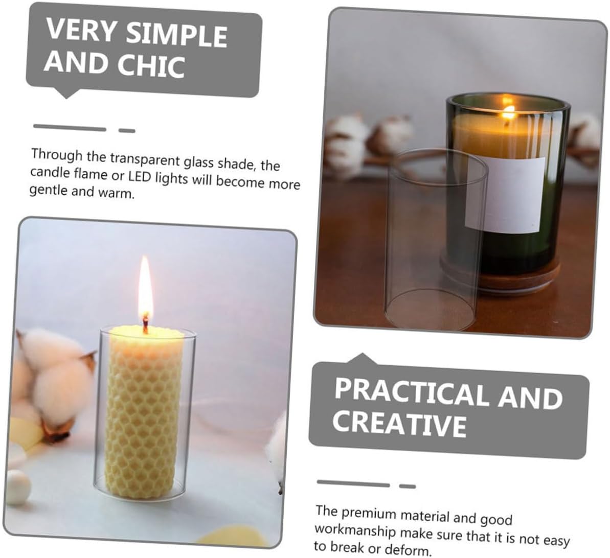 Ciieeo Glass Candle Holder Sleeve for Pillar Candles