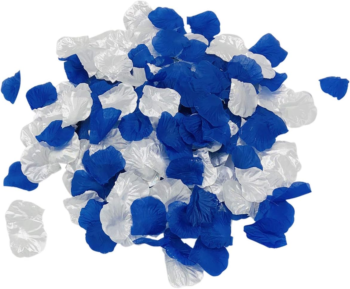 Royal Blue Silver Silk Rose Petals Artificial 1200Pcs Decor