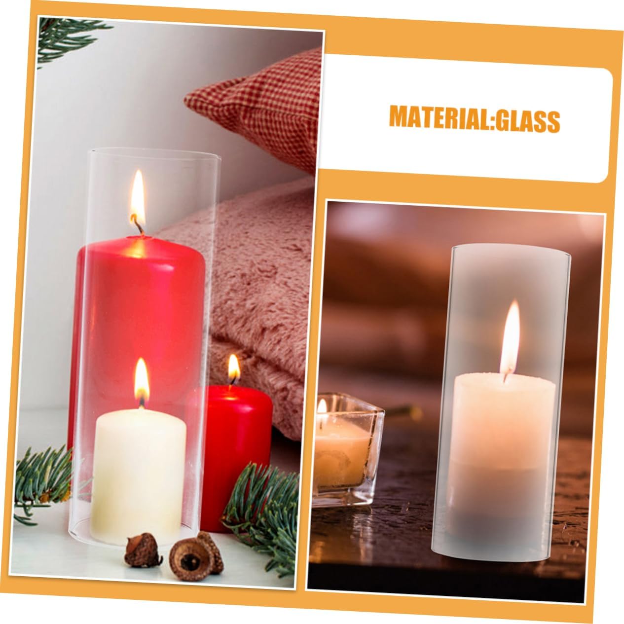Vintage Glass Candle Holder Tealight Windproof Lampshade