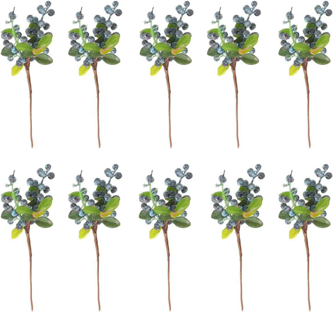 10 Pcs Artificial Blueberry Stems for Home Decoration