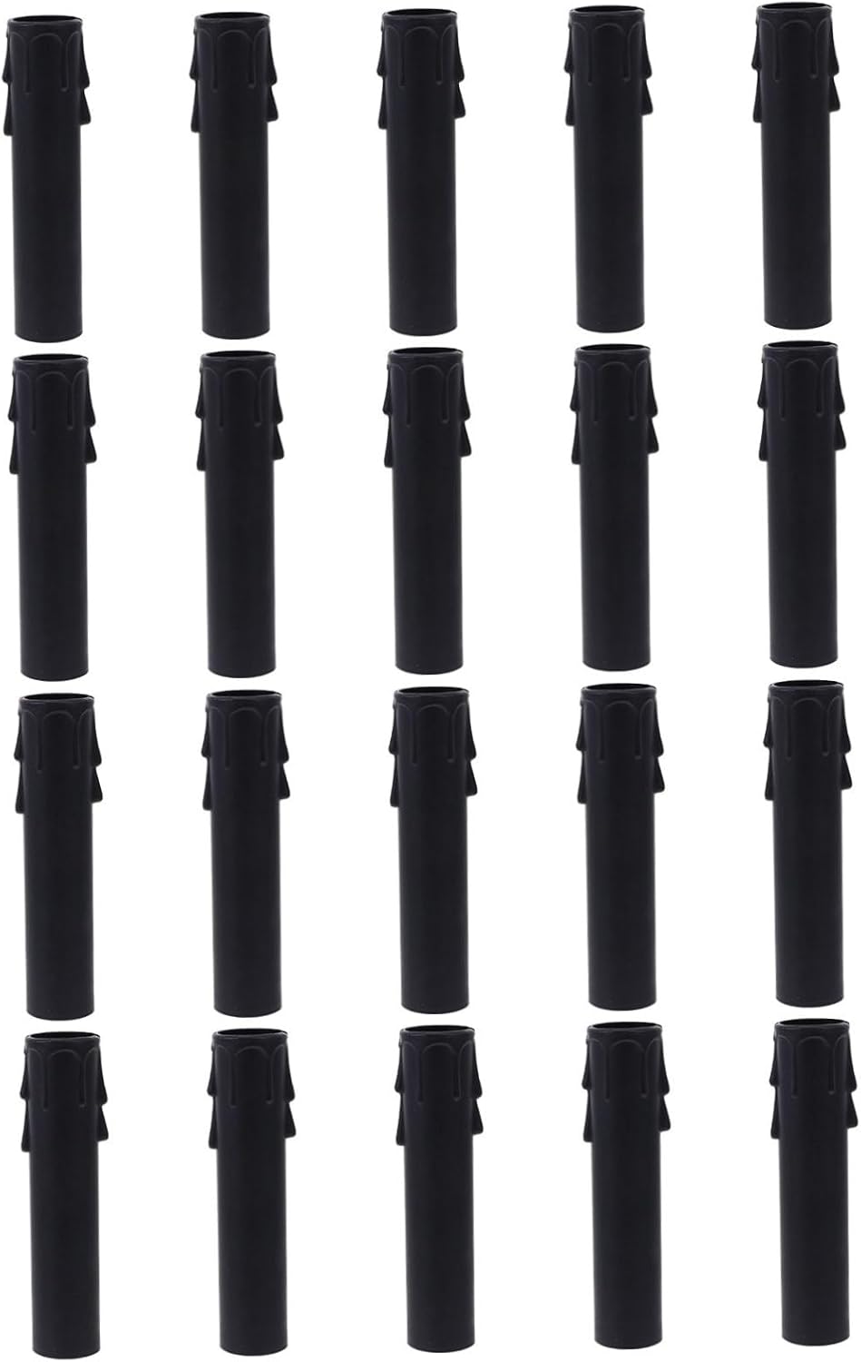 20pcs Plastic Candle Sleeve Covers for Chandeliers Black Teardrop Design Reusable
